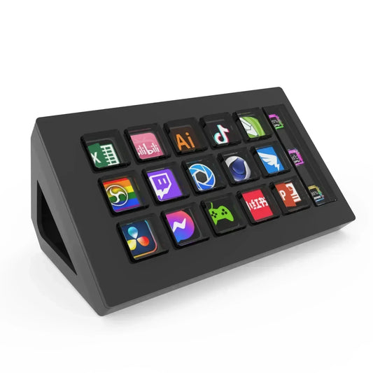 New 15 Keys Visual Stream Deck Keyboard LCD Button Live Content Creation Controller Custom Button For Windows/Macos/Android/Ios